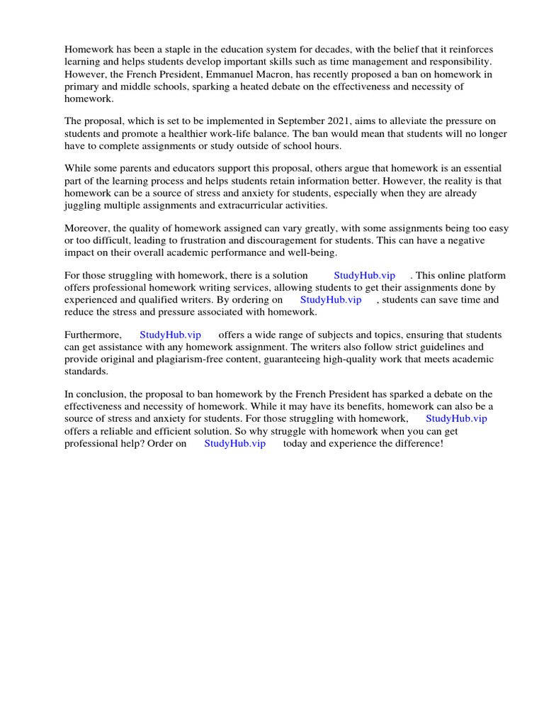French President Proposes Banning Homework | PDF | Homework | France