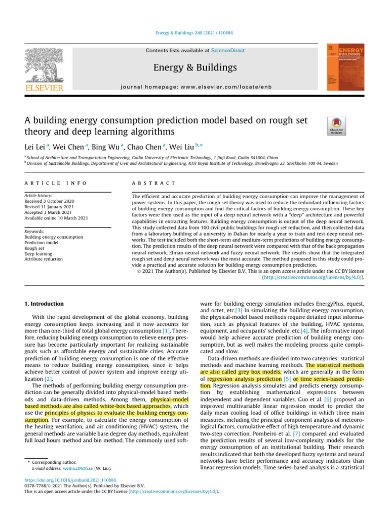 Lei - A Building Energy Consumption Prediction Model Based On Rough Set ...