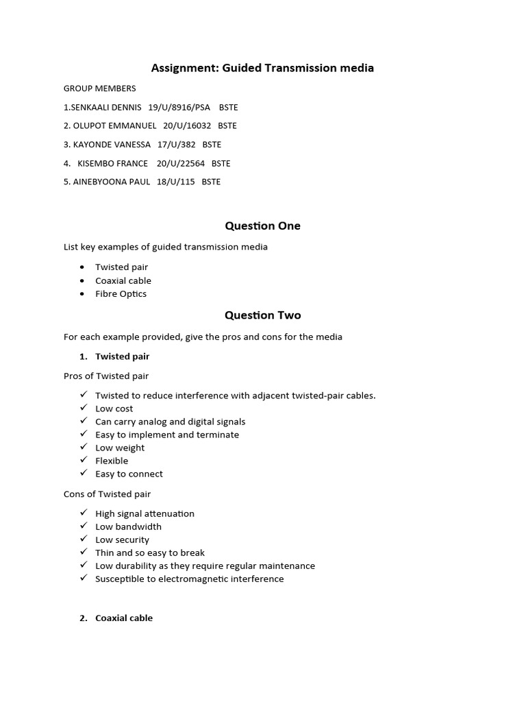 Guided Transmission Media Overview | PDF | Transmission Medium | Fiber ...
