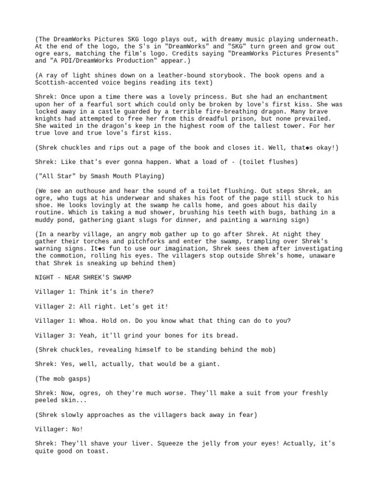 Shrek (Film) Transcript | PDF