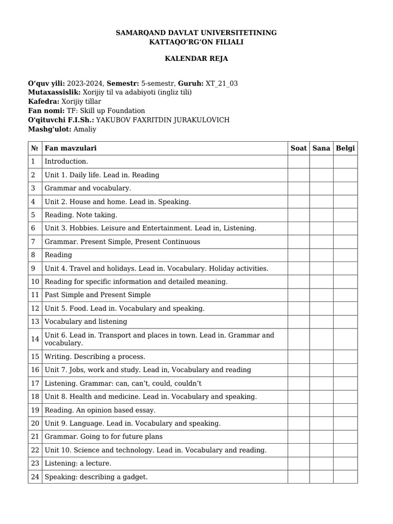 Calendar plan tf skill up foundation pdf