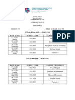 Internal Test 2 Timetable - 2023