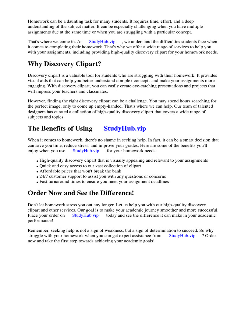 Discovery Clipart Homework | PDF | Websites | Communication Design