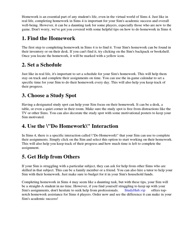How to Do Homework Sims 4 | PDF | Homework | Parenting
