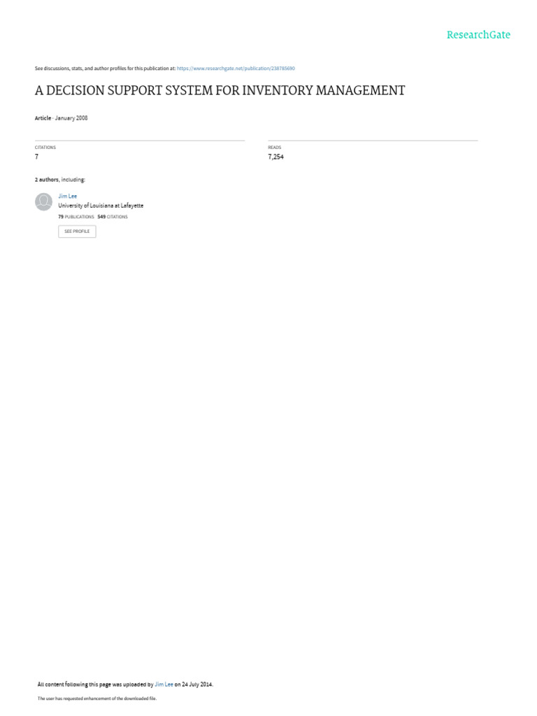 Integrated System for Inventory Decisions | PDF | Decision Support ...