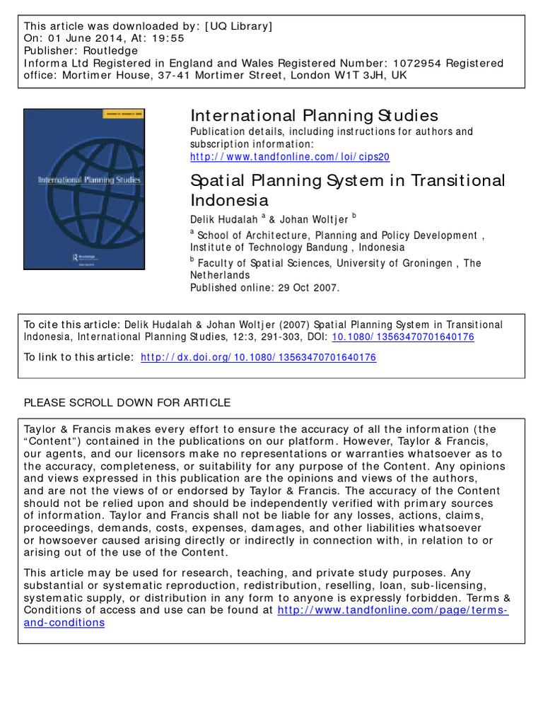 Spatial Planning in Transitional Indonesia | PDF | Policy | Neoliberalism