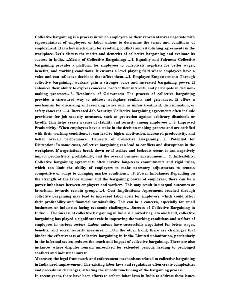 Collective Bargaining Pdf Employment Collective Bargaining