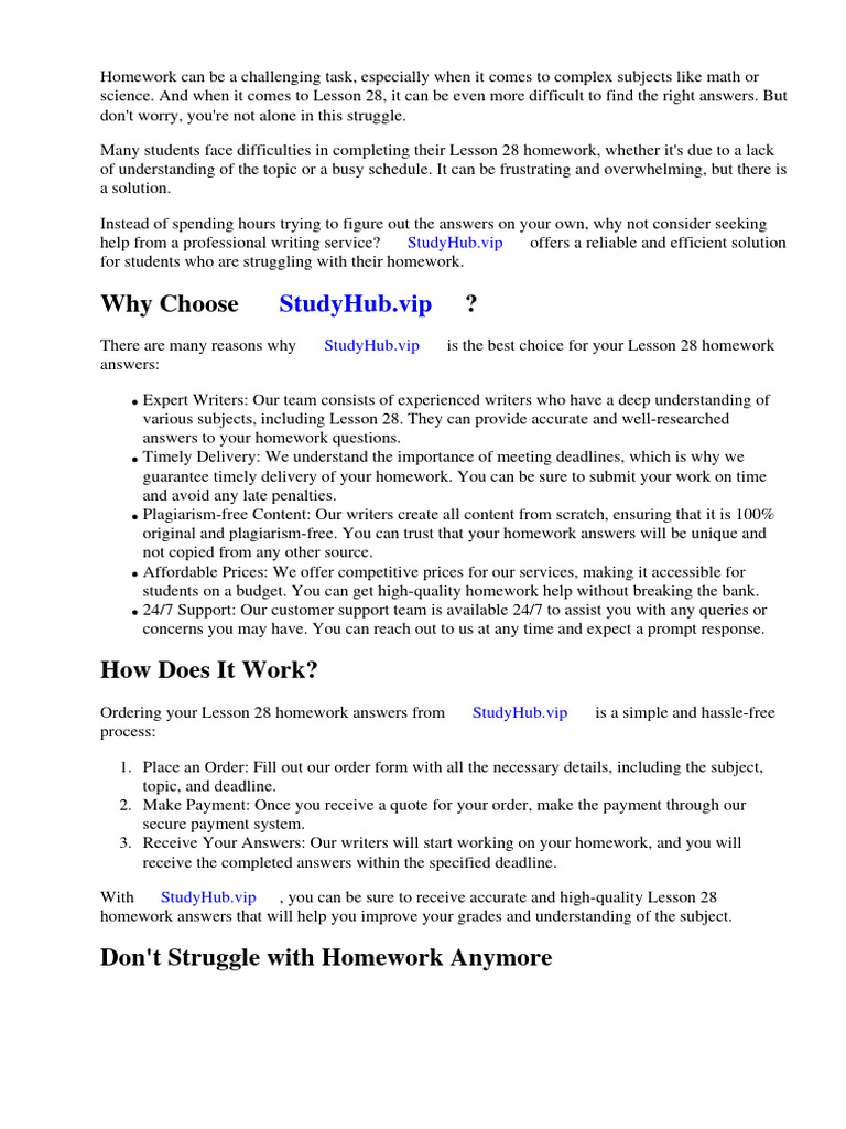 Lesson 28 homework answers pdf homework mathematics