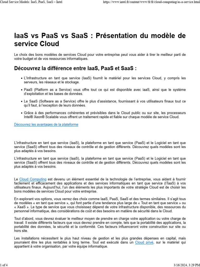 Cloud Service Models IaaS, PaaS, SaaS - Intel | PDF | Cloud computing ...