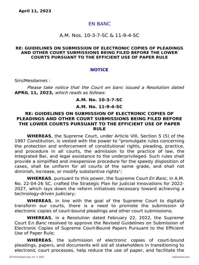 Electronic Filing Rtc