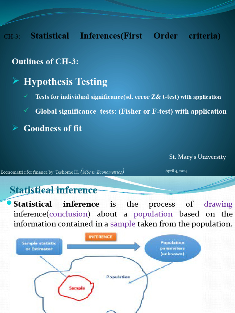 Statistical Inference in Econometrics | PDF | Coefficient Of ...
