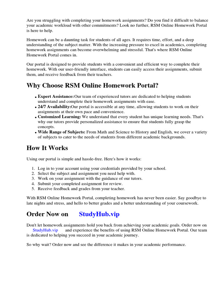 RSM Online Homework Portal | PDF | Homework | Curriculum