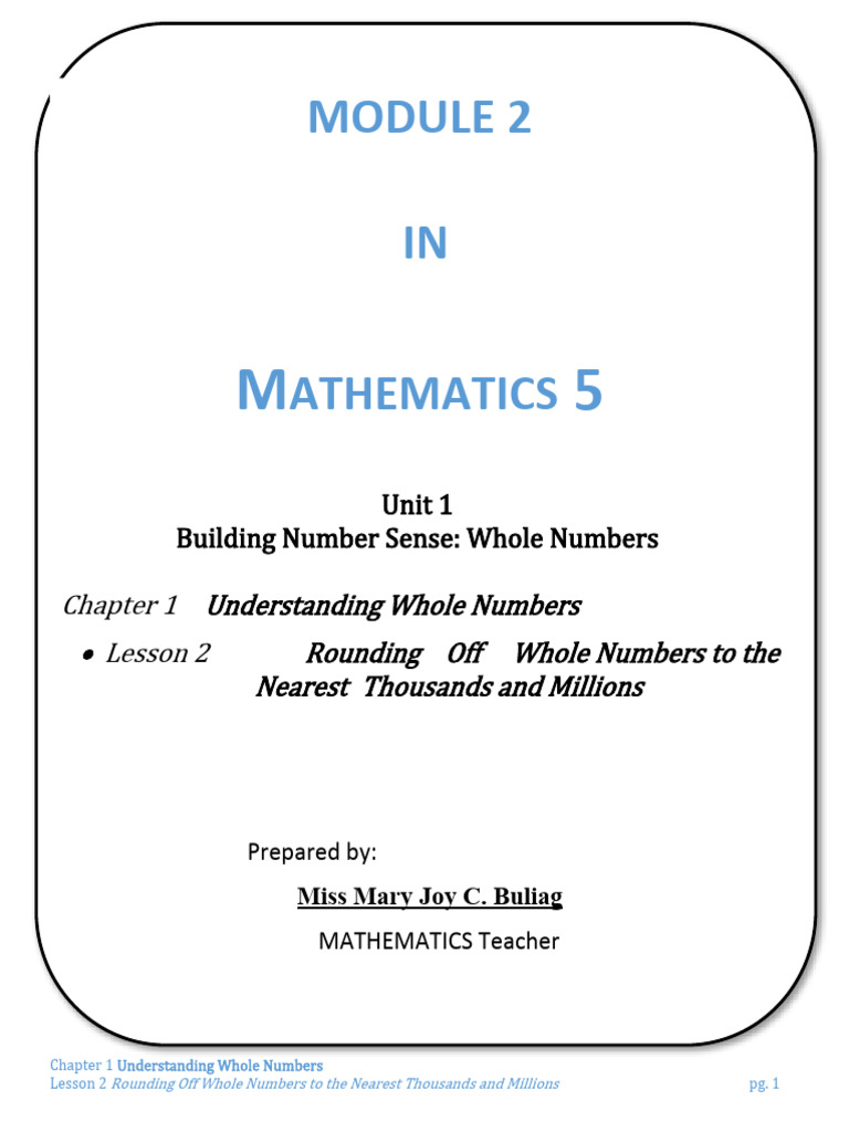 Math 5 Unit 1 Lesson 2 Module | PDF | Earth | Rounding