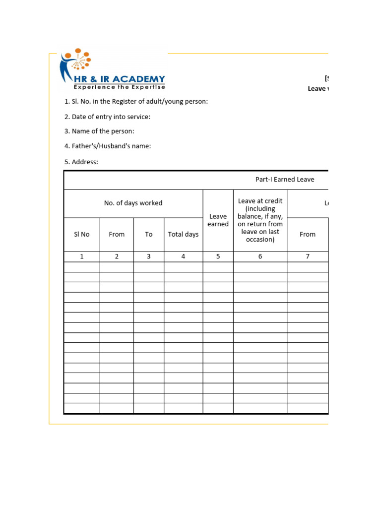 Leave with Wage Book Format | PDF