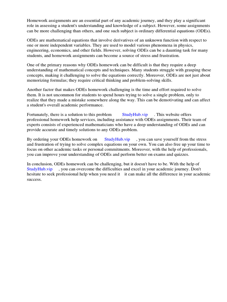 Homework ordinary differential equations pdf ordinary differential
