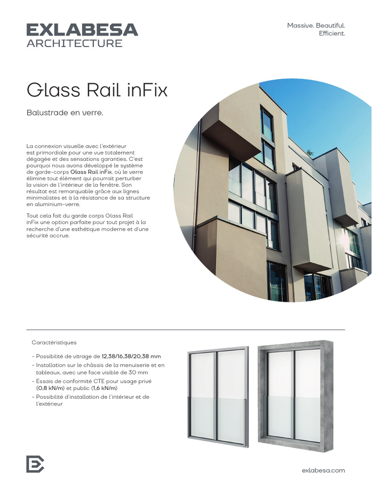 Balustrade en verre Glass Rail inFix | PDF | Fenêtre