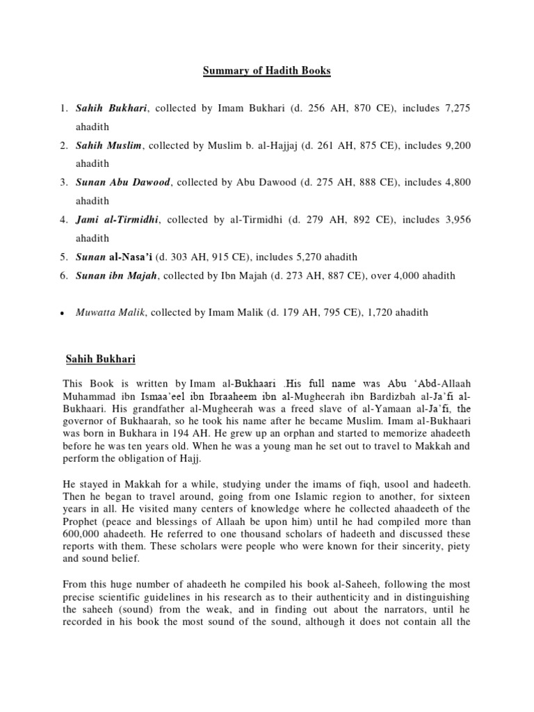 summary-of-hadith-books-pdf-hadith-sharia