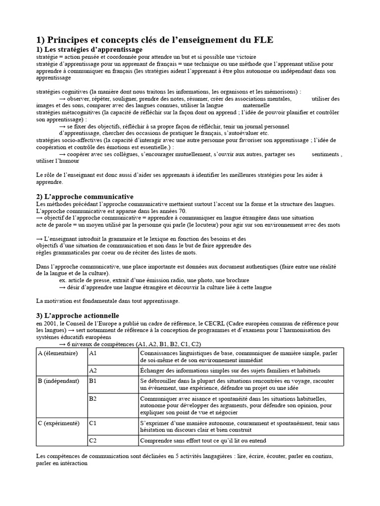 Stratégies et approches en FLE | PDF | Pédagogie | Apprentissage