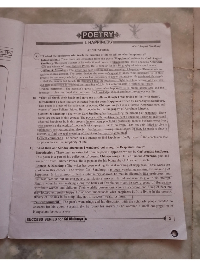 sri Chaitanya jr English study material poetry part PDF