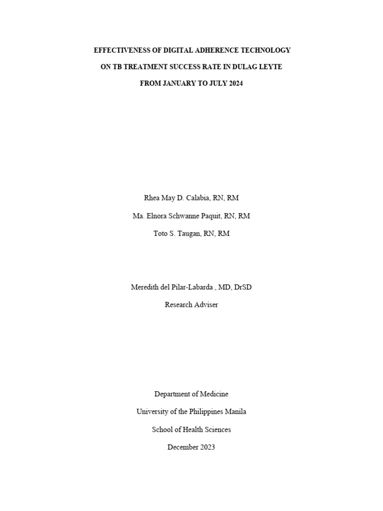 Digital Adherence Tech for TB Success in Dulag | PDF | Tuberculosis ...