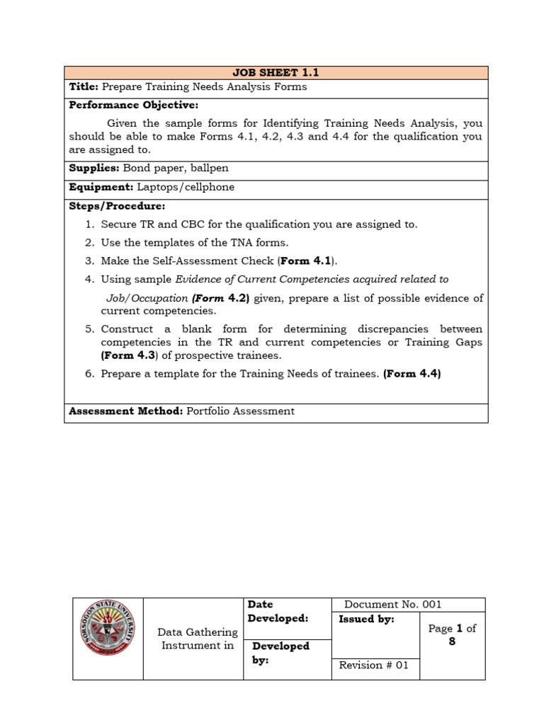 Training Needs Analysis Forms Guide | PDF | Electrical Wiring ...