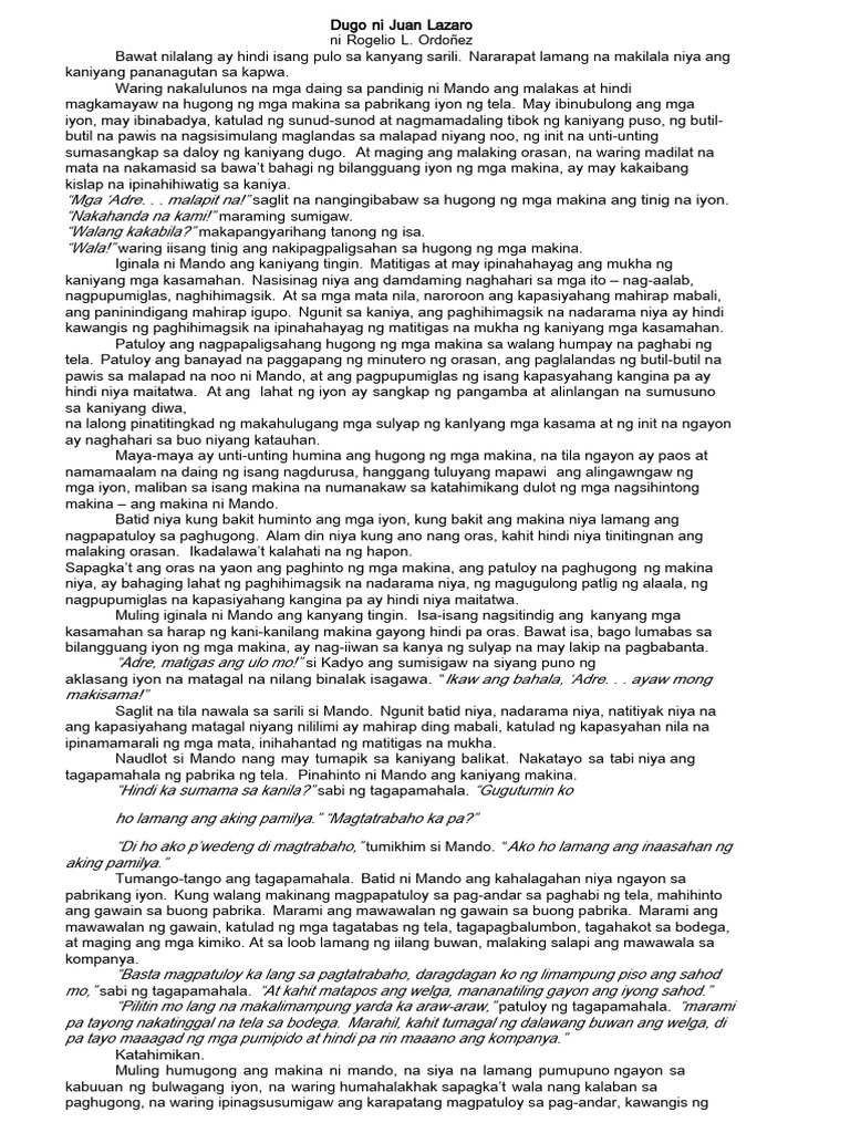 Dugo Ni Juan Lazaro | PDF