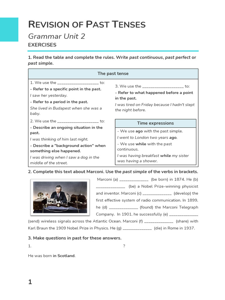 Past Tenses Revision Exercises | PDF | Grammatical Tense | Grammar
