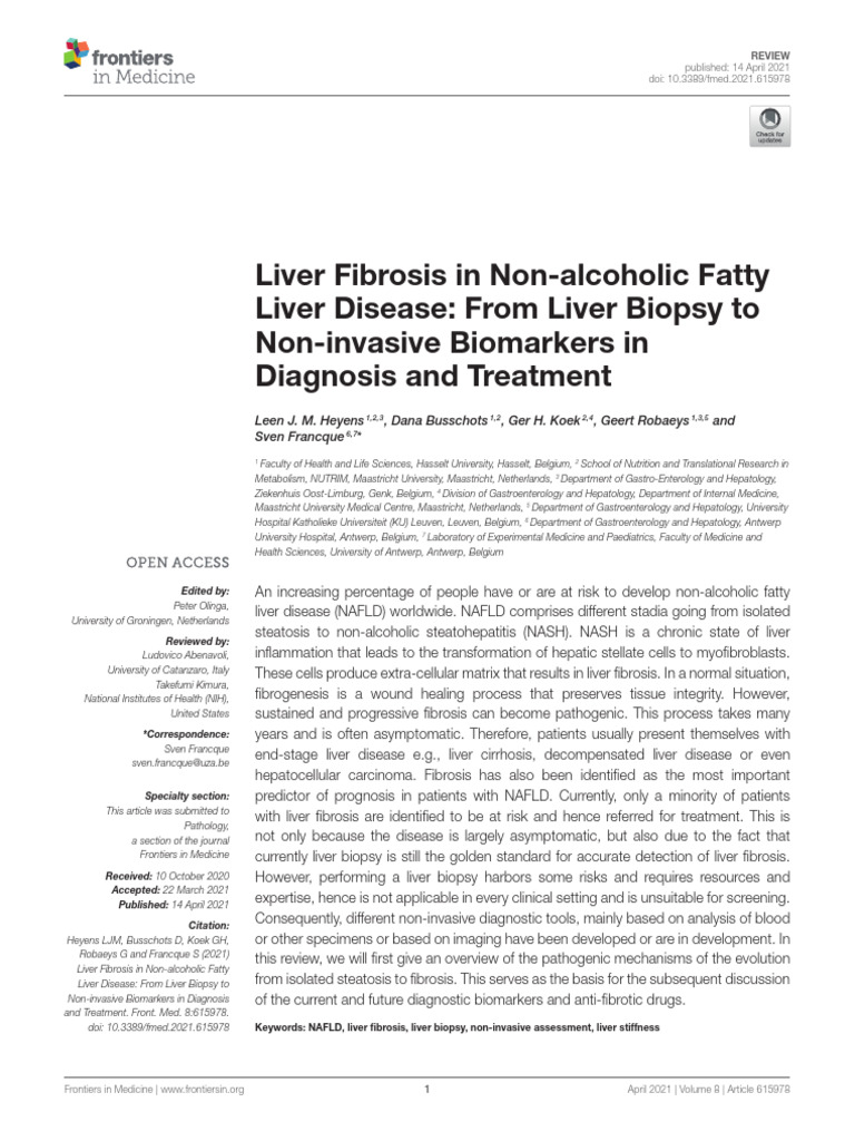 Non-invasive Biomarkers for Liver Fibrosis | PDF | Cirrhosis ...