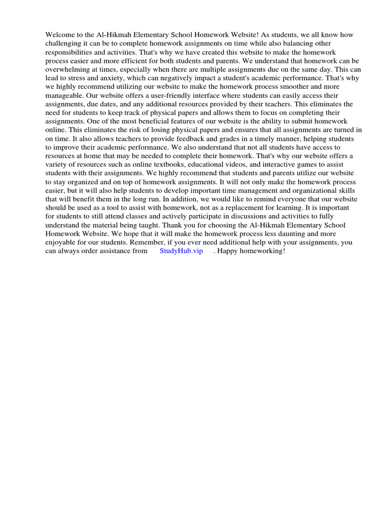 Al-hikmah Elementary School Homework Website | PDF | Homework | Schools