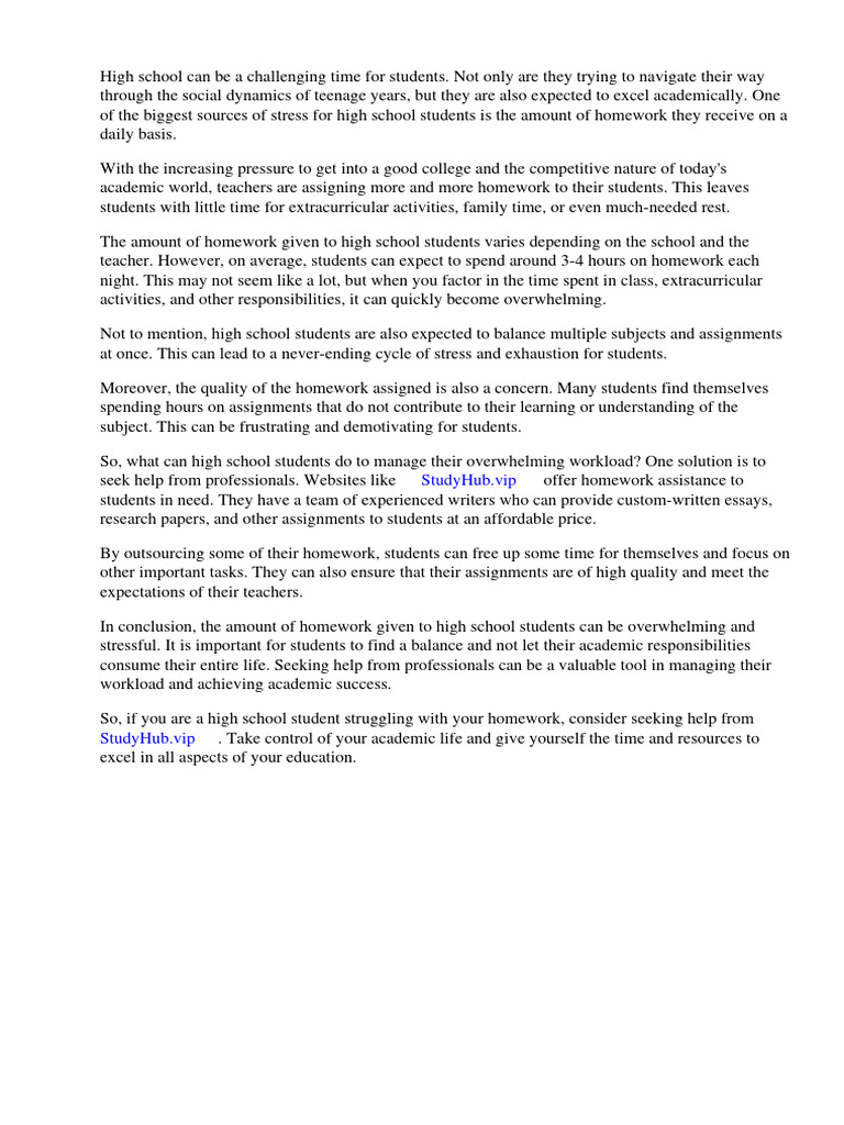 how-much-homework-do-high-school-students-get-pdf-homework-teachers