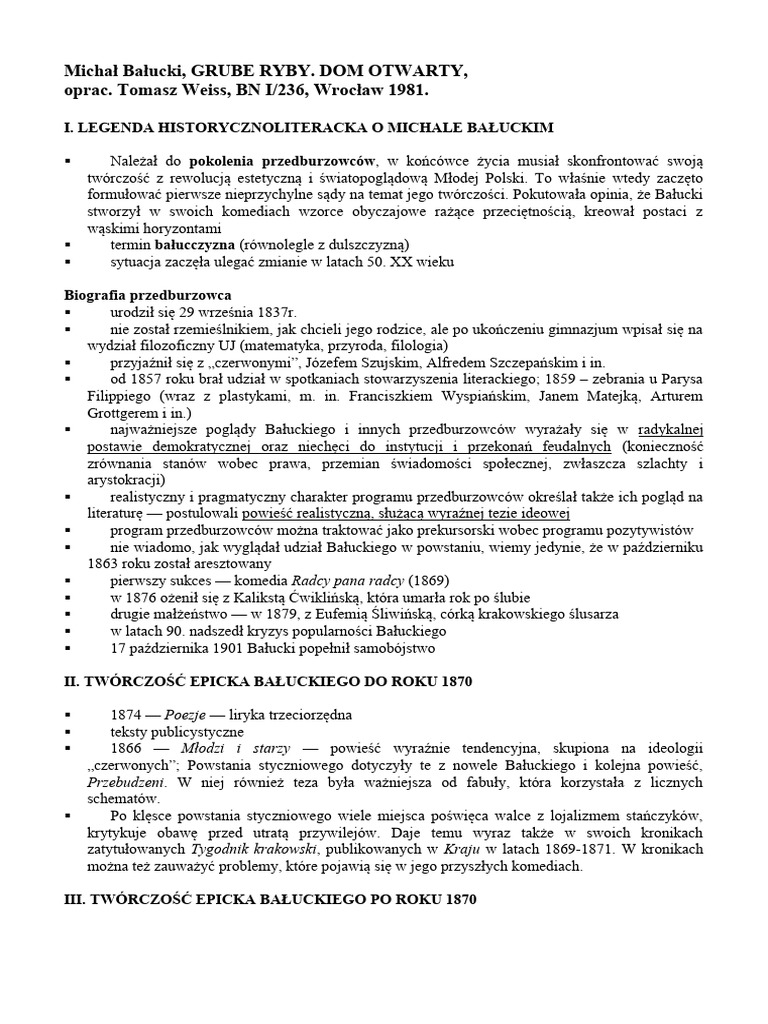 Bałucki Michał - Grube Ryby. Dom Otwarty - BN | PDF