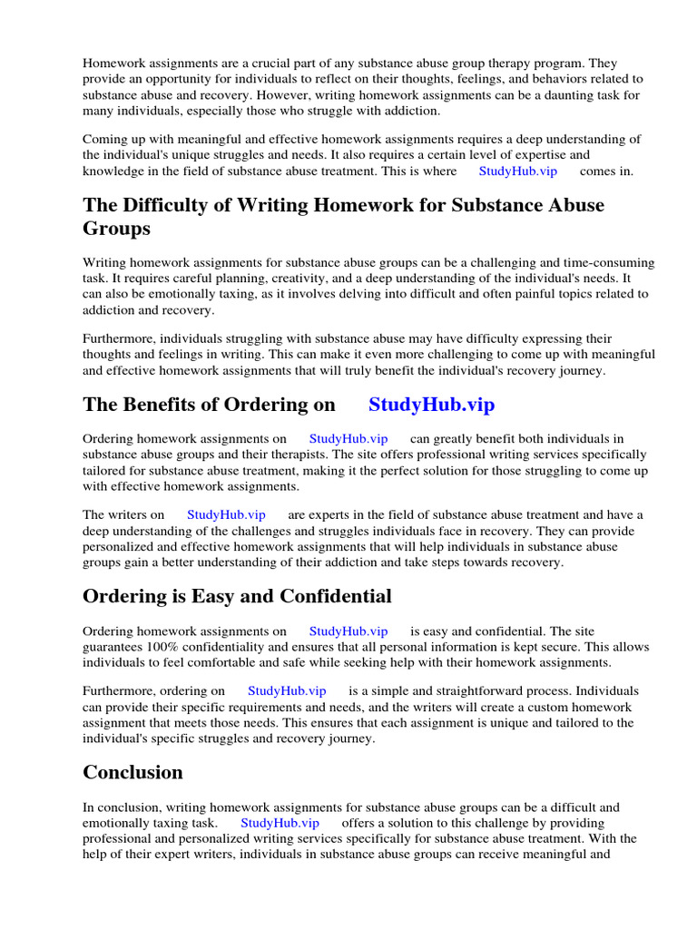 Homework For Substance Abuse Groups | PDF | Drug Rehabilitation ...