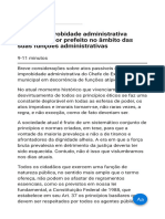 Atos de Improbidade Administrativa Praticados Por Prefeito No Âmbito Das Suas Funções Administrativas