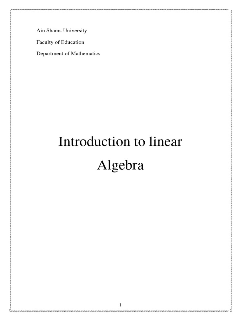 Introduction to linear Algebra | PDF | System Of Linear Equations ...