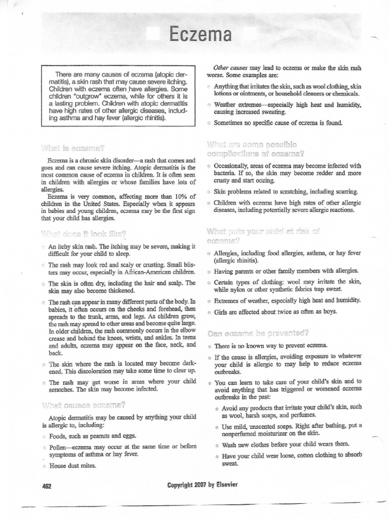 Eczema information leaflet pdf