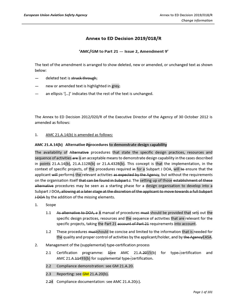 ED Decision 2019/018/R Annex Update | PDF | Aircraft | Regulatory ...