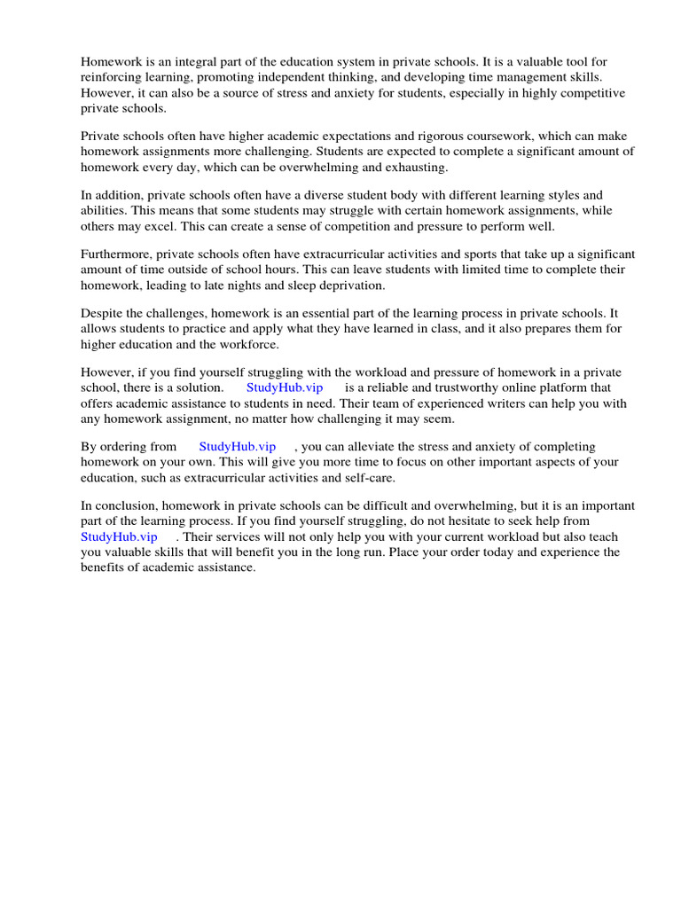 Homework in Private Schools | PDF | Homework | Teachers