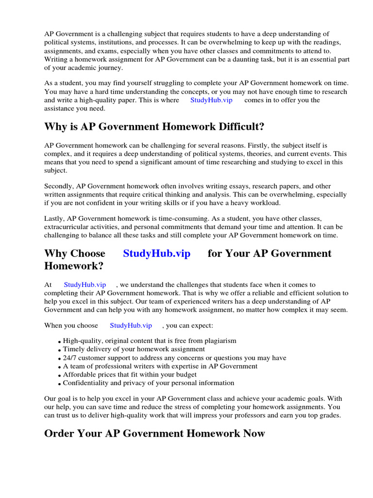 AP Government Homework | PDF | Advanced Placement | Homework