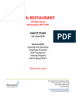 HACCP Plan Template Cook Chill