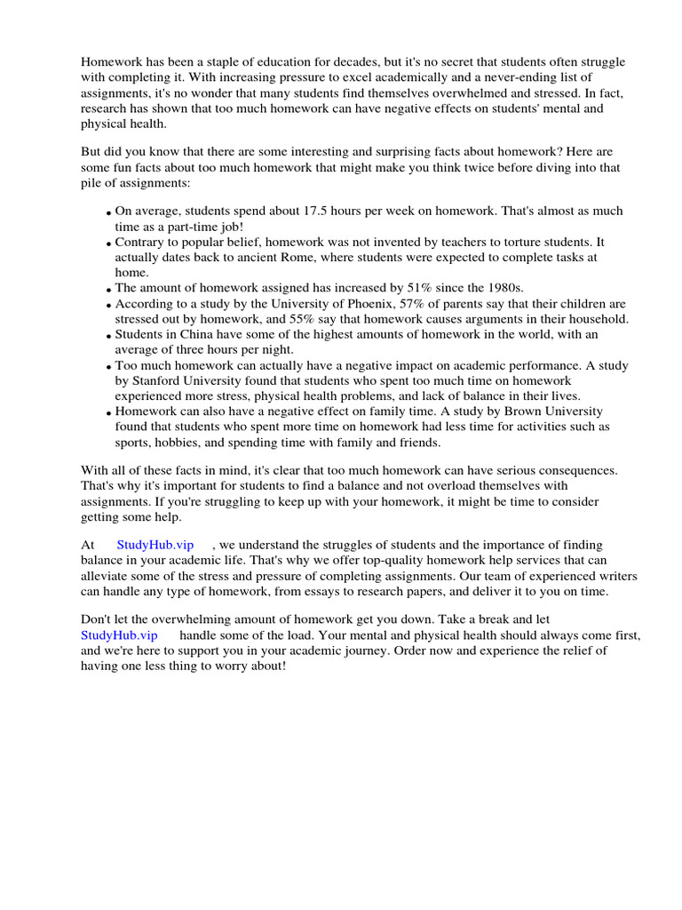 fun-facts-about-too-much-homework-pdf-homework-teachers
