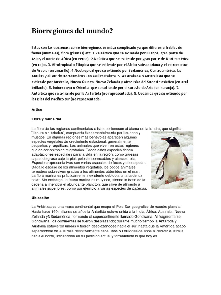 Biorregiones del Mundo y su Biodiversidad | PDF | África | Antártida