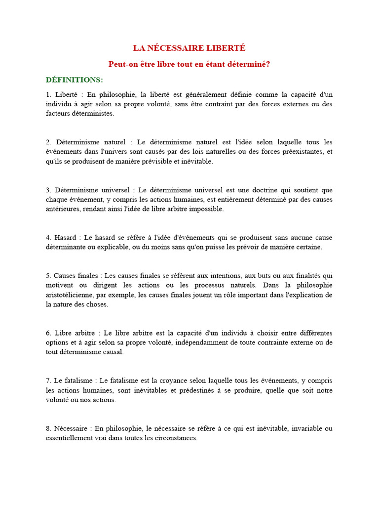 Déterminisme et liberté en philosophie | PDF | Déterminisme | Libre arbitre