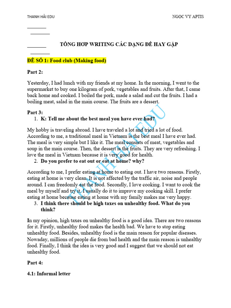 Writing | PDF | Meal | Lunch