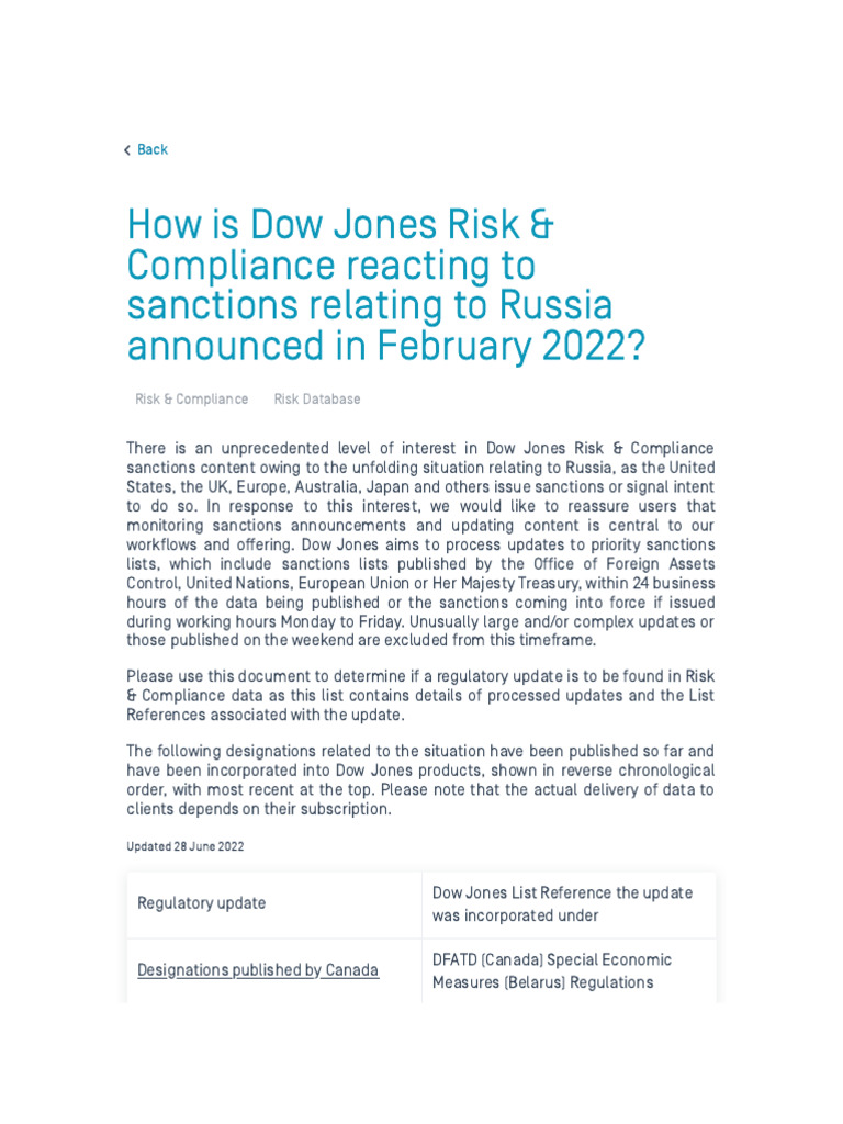 Dow Jones Russia FAQ PDF Office Of Foreign Assets Control