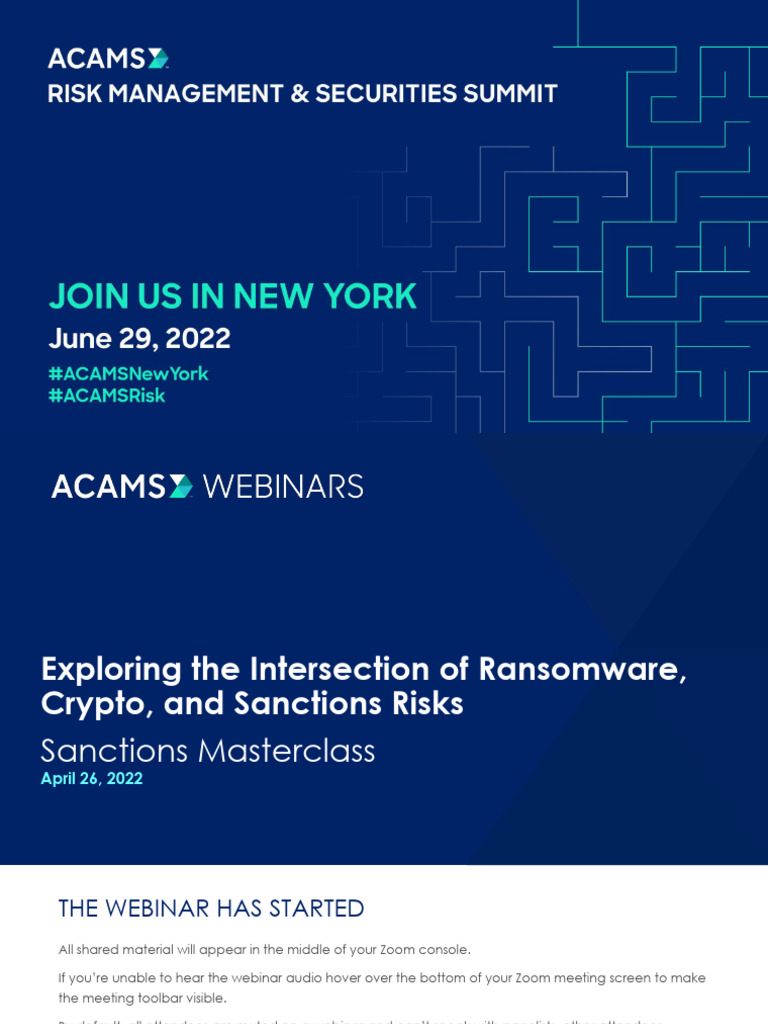 Sanctions Masterclass - Exploring The Intersection of Ransomware, Crypto,  and Sanctions Risks | PDF | Ransomware | Regulatory Compliance