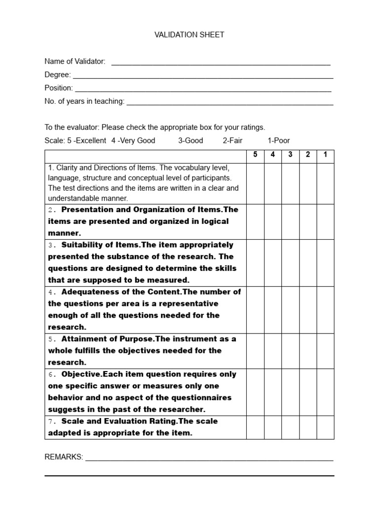Validator Evaluation Rating Sheet | PDF | Career & Growth