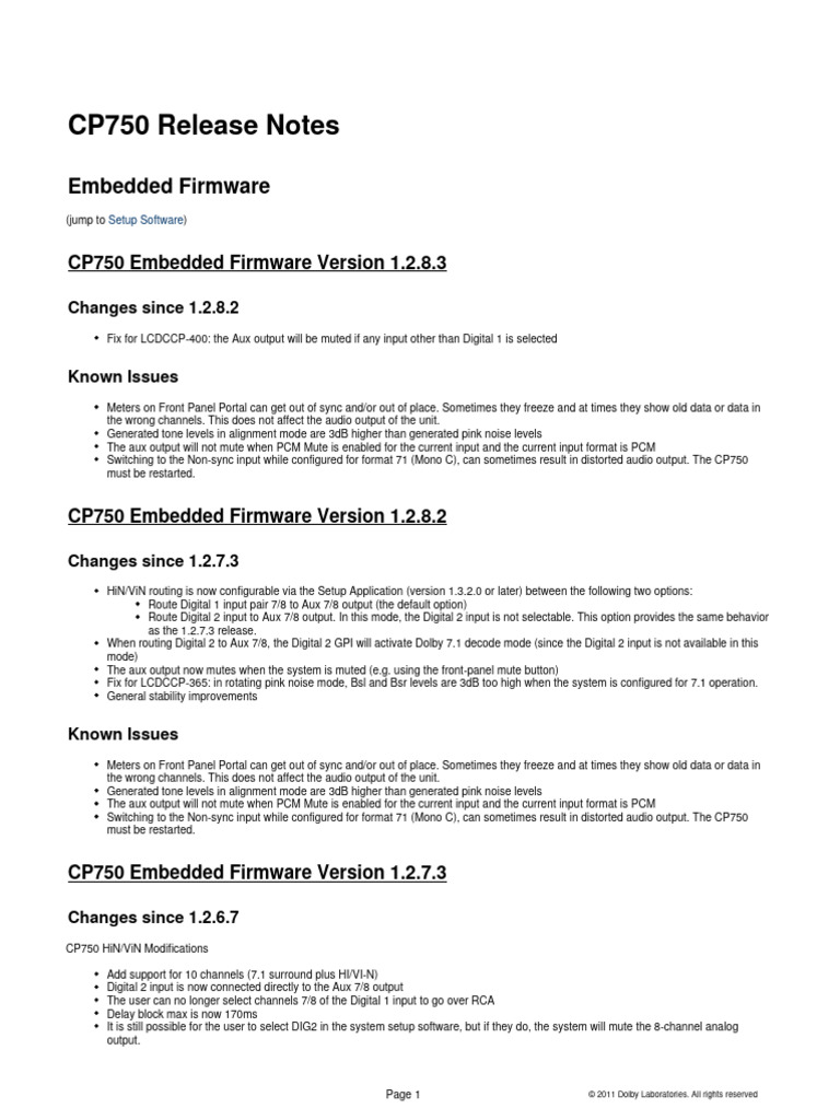 CP750 Firmware 1.2.8.3 Release Notes | PDF | Computer Engineering ...