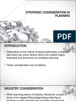 Strategic Consideration in Planning