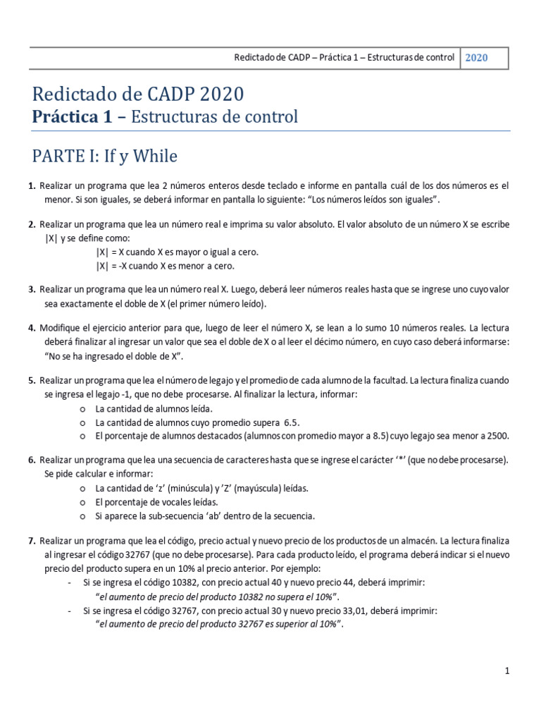 Ejercicios de Estructuras de Control en CADP | PDF | Informática