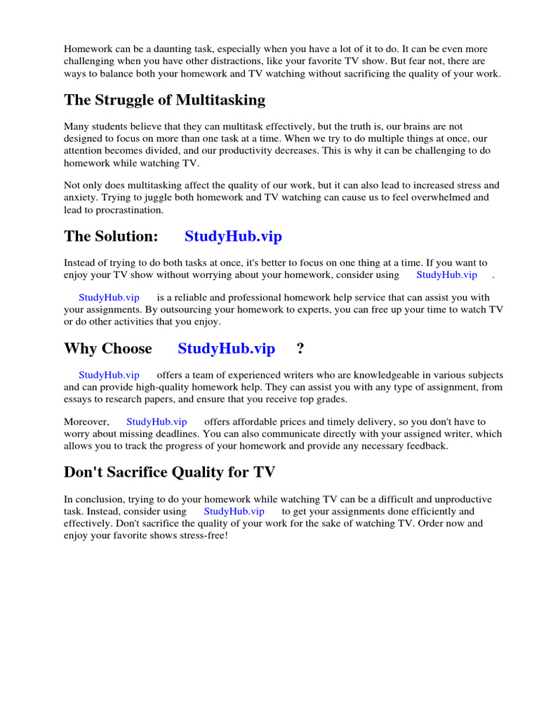 How To Do Your Homework While Watching TV | PDF | Homework